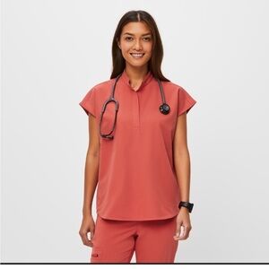 1758 Figs Scrub Top- Pink/Coral/Clay